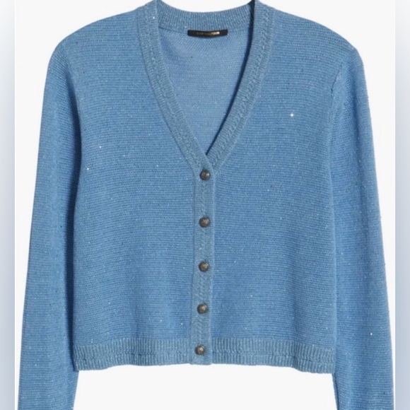 KOBI HALPERIN NWT Light Blue Sequin Cardigan Size Small - Picture 1 of 5